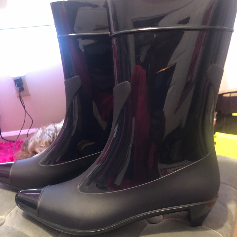New Jeffrey Campbell Shiny Blue Rain Boots